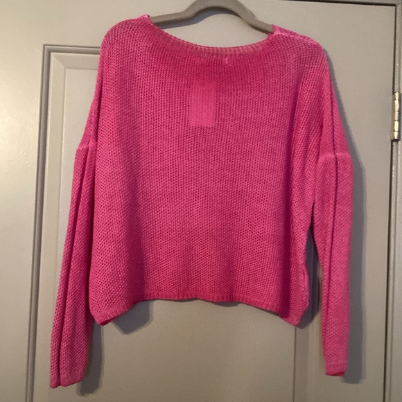 Easter Hot Pink Cuff Sleeve Cropped Sweater| Made in Italy| Sz Med - Picture 6 of 11